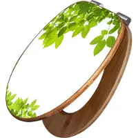 Banjado Design WC Sitz Bambus Absenkautomatik -Rahmen Blätter - Toilettendeckel mit Absenkautomatik Holz/hochwertiger Bambus Klodeckel/WC-Sitz für alle gängigen Toiletten [TDB2 10343]