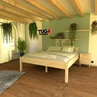 TUGA-Holztech Massivholzbett Doppelbett "Nannerl" 200 220 58 ohne Kopfteil