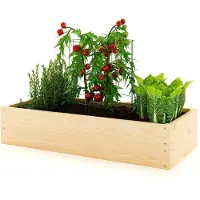 Lermowood Lermowoood Hochbeet aus Holz 120x40x20 cm Natur – Pflanzkasten für Gemüse & Kräuter – mit Agrovließ – steckbar & stapelbar- Aussenbereich ideal für Garten, Balkon & Terrasse
