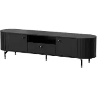 EURO-MEBLE TV-Schrank ZANTE ZA5 mit Schublade, abgerundete Seiten, RTV Schrank, Fernsehschran, Medienmöbel [Schwarz]
