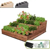 MODO24 Hochbeet Holz, Pflanzkasten, Massivholz, Kiefer, Kräuterbeet, Blumenkasten, Garten, Terrasse, 45x90x120 cm, Braun, ZP07