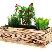 Lermowood Lermowoood Hochbeet aus Holz 60x80x30 cm Geflammt – Pflanzkasten für Gemüse & Kräuter – mit Agrovließ – steckbar & stapelbar- Aussenbereich ideal für Garten, Balkon & Terrasse