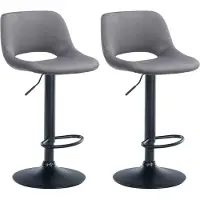 BellaFurn 2-teiliges Set aus Samt-Barhockern – Barhocker – höhenverstellbar & 360° drehbar | Farbe: Dunkelgrau. Material Chassis: Metall mattschwarz