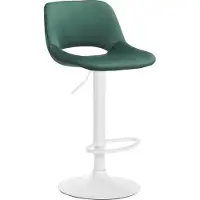 BellaFurn Samt-Barhocker – hoher Hocker – höhenverstellbar und drehbar für zusätzlichen Komfort | Farbe: Grün | Materialbasis: Metall mattweiß