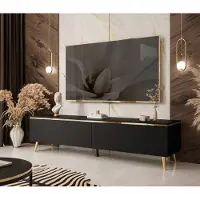 Lookway AURORA RTV Schrank schwarz matt mit schräge gold Chrom Beine