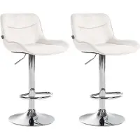 BellaFurn Barhocker-Set aus Samt – Hochhocker – Bequemer, verstellbarer Sitz mit 360°-Drehfunktion | Farbe: Creme | Grundfarbe: Chrom