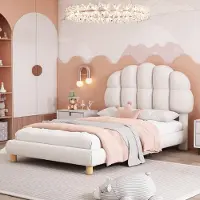 ProximaX Weißes Einzelbett 90x200 cm mit Holzlattenrost und Bezug in Wolloptik, komfortables und modernes Design
