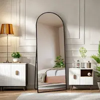 ProximaX Gebogener Kosmetikspiegel aus gehärtetem Glas, schwarzer Aluminiumrahmen, 1620 x 530 mm, elegantes, modernes Design für Schlafzimmer, Ankleidezimmer oder Badezimmer