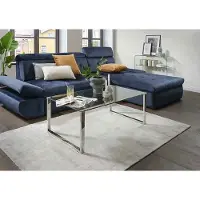 Freiraum Couchtisch >5/212-00< in Klarglas, Metall Edelstahl poliert - 110x42x65 (BxHxT)