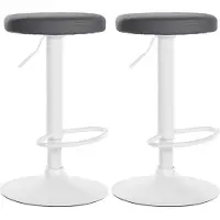 BellaFurn 2-teiliges Set Barhocker - Esszimmerstühle - 360°-Drehsystem | Farbe: Grau | Materialbasis: Metall mattweiß