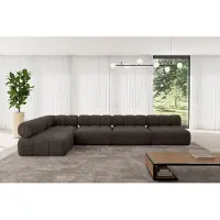 ALTDECOR Modulares Sofa Ecksofa in L-Form - Samaro-L3 - 380x190x70 cm Braun universal, links/rechts Corner modular Sofa Eckcouch Couch Wohnlandschaft Cauchsofa Polstersofa
