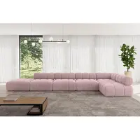 ALTDECOR Modulares Sofa Ecksofa in L-Form - Favio-L3 - 475x190x70 cm Rosa universal, links/rechts Corner modular Sofa Eckcouch Couch Wohnlandschaft Cauchsofa Polstersofa