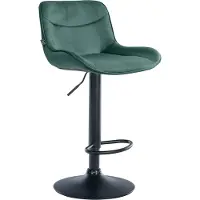 BellaFurn Verstellbarer Barstuhl aus Samt – Hocker – 360° drehbar, hoher Komfort | Farbe: Grün | Grundfarbe: Schwarz