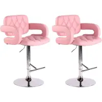 BellaFurn 2-teiliges Set Barhocker - Bistrohocker - bequeme, um 360° drehbare Sitzfläche, Farbe: Rosa
