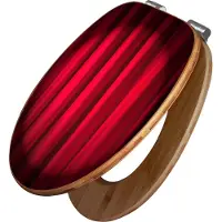 Banjado Design WC Sitz Bambus Absenkautomatik - Roter Vorhang - Toilettendeckel mit Absenkautomatik Holz/hochwertiger Bambus Klodeckel/WC-Sitz für alle gängigen Toiletten [TDB2 12445]