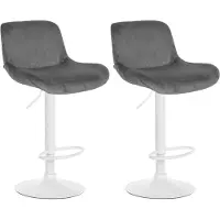 BellaFurn 2-teiliges Set aus weißen Barhockern – Barhocker – hoher Sitzkomfort | Farbe: Dunkelgrau. Material: Weich
