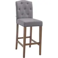 BellaFurn Eleganter Barhocker – Barhocker aus Gummi – Hoher Sitzkomfort – Robustes Rubberhout-Gestell | Kleidungsfarbe: Antiker Heiler | Farbe: hellgrau
