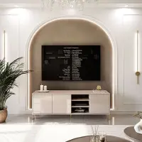 Lookway TV-Schrank SANAYI in Kaschmir Hochglanz mit Gerade goldene