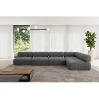 ALTDECOR Modulares Sofa Ecksofa in L-Form - Samaro-L3 - 380x190x70 cm Dunkelgrau universal, links/rechts Corner modular Sofa Eckcouch Couch Wohnlandschaft Cauchsofa Polstersofa
