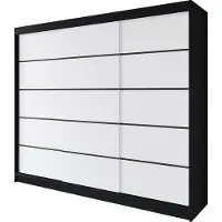 EasyFurniture Easy4You R7 250 cm Schwarz/Weiß Schiebetüren Kleiderschrank 250x215x58 cm Schlafzimmermöbel, Aufbewahrung - Mehrzweckschrank - Farbe: Schwarz/Weiß