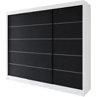 EasyFurniture Easy4You R7 250 cm Weiß/Schwarz Schiebetüren Kleiderschrank 250x215x58 cm Schlafzimmermöbel, Aufbewahrung - Mehrzweckschrank - Farbe: Weiß/Schwarz