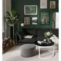 Lookway Runder Tisch CIRI mit Hocker Weiß Schwarz Hochglanz