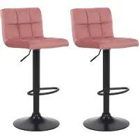 BellaFurn 2-teiliges Set Barhocker - Küchenhocker - Höhenverstellbar und modernes Design | Farbe: Rosa