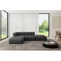 ALTDECOR Modulares Sofa Ecksofa in L-Form - Kerru-L1 - 285x190x70 cm Schwarz universal, links/rechts Corner modular Sofa Eckcouch Couch Wohnlandschaft Cauchsofa Polstersofa