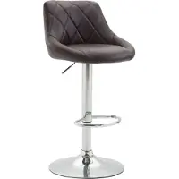 BellaFurn Stilvoller Barstuhl – Hocker – Kunstlederpolsterung, 360° drehbar, höhenverstellbar | Farbe: Braun | Grundfarbe: Chrom