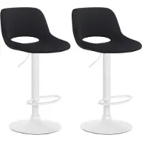 BellaFurn 2-teiliges Set aus Samt-Barhockern – Barhocker – höhenverstellbar & 360° drehbar | Farbe: Schwarz | Materialbasis: Metall mattweiß