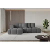 ALTDECOR Ecksofa mit Schlaffunktion und Bettkasten CLOUD-L-v1 280x185x90 Grau - Corner Sofa Bett Eckcouch Couch L-Form Schlafcouch Ausziehbar Wohnlandschaft Schlafsofa Cauchsofa