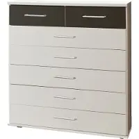 Freiraum Kommode "Click" aus Spanplatte in Weiß mit 7 Schubladen. Abmessungen (B/H/T) 90x106x40 cm