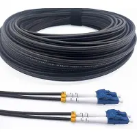Elfcam - Glasfaserkabel 40 m (Schwarz, Stahlarmiert) - LC/UPC zu LC/UPC, OS2 Duplex Einmoden 9/125 µm, LSZH, Widerstandsfähig & Wasserdicht - Für Innen- & Außeninstallation