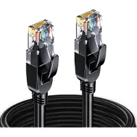 Elfcam - 12m Ethernet-Netzwerkkabel Cat 8, Rund Schwarz LAN WAN, Cat8 SFTP 28AWG, 2000MHz 40Gbps mit Hochwertigen RJ45-Steckern
