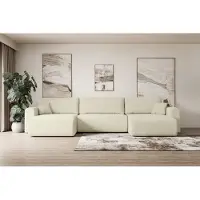 ALTDECOR Wohnlandschaft mit Schlaffunktion und Bettkasten ORRO-U 362x145x83cm Beige - universal, links/rechts angeordnet Ecksofa U-Form Schlafsofa
