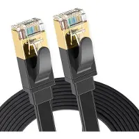 Elfcam - 25m Ethernet-Netzwerkkabel Cat 8, Flach Schwarz LAN WAN, Cat8 SFTP 28AWG, 2000MHz 40Gbps mit Hochwertigen RJ45-Steckern