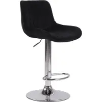BellaFurn Barhocker Samt – Modernes Design – Höhenverstellbar und 360° drehbar | Farbe: Schwarz | Grundfarbe: Chrom