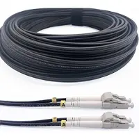 Elfcam - 20m Glasfaserkabel aus gepanzertem Stahl für Außen- und Innenbereich LC/UPC zu LC/UPC OM3 Multimode Duplex 50/125µm Schwarz