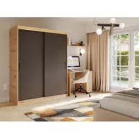 FURMEB24 2-türiger Schiebeschrank IVA 100 x 205 x 60 cm - Artisan/Schwarz