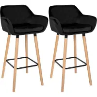 BellaFurn Barhocker, Samthocker, hoher Sitzkomfort - Modern - Buchenholz | Farbe: Schwarz