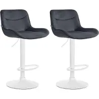 BellaFurn Barhocker-Set aus Samt – Hochhocker – Bequemer, verstellbarer Sitz mit 360°-Drehfunktion | Farbe: Schwarz | Grundfarbe: weiß