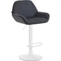 BellaFurn Moderner Barhocker aus Samt – Samthocker – Hohe Sitzhöhe & 360° drehbar | Farbe: Schwarz | Grundfarbe: weiß