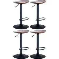 BellaFurn 4-teiliges Barhocker-Set, höhenverstellbar,Deckenholz und mattes Metall | Farbe: Walnuss