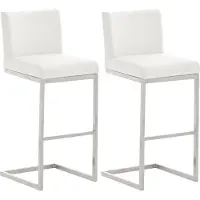 BellaFurn 2-teiliges Set Barhocker - Hochstühle - Bequeme Fußstütze und Rückenlehne | Farbe: Weiß