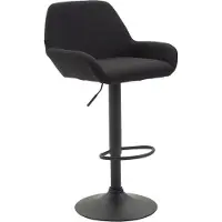 BellaFurn Barhocker Stoff - Sitzhocker - Lackierte Rückenlehne - Höhenverstellbar | Farbe: Schwarz | Grundfarbe: Schwarz