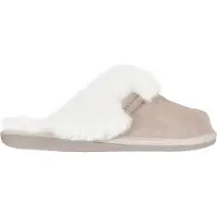 Vanuba - Damen Hausschuhe Moderne Pantoffeln Echtleder Lammfell Natur Wolle D015 Beige-Weiß, Größe 37 EU