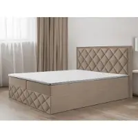 EURO-MEBLE Bett, Boxspringbett DORMI 3, mit Bonell-Matraze, T25 Topper, Federkern, Doppelbett, Stauraum, 200x200 cm, (Cappuccino - ITAKA 48)