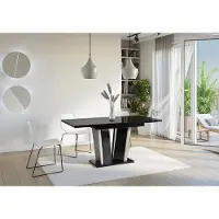 EURO-MEBLE Esstisch DOHA II, Stilvoll Ausziehbar Esszimmertisch, Design Tisch, Esszimmer (Schwarz Hochglanz + Beton)