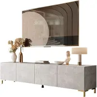 Lookway RTV-Schrank COLGANTE BETON 200 cm auf Beinen mit goldene Kunsstoff Beine