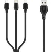 XO Kabel NB103 3in1 USB - Lightning + USB-C + microUSB 1,0 m 2,1A schwarz